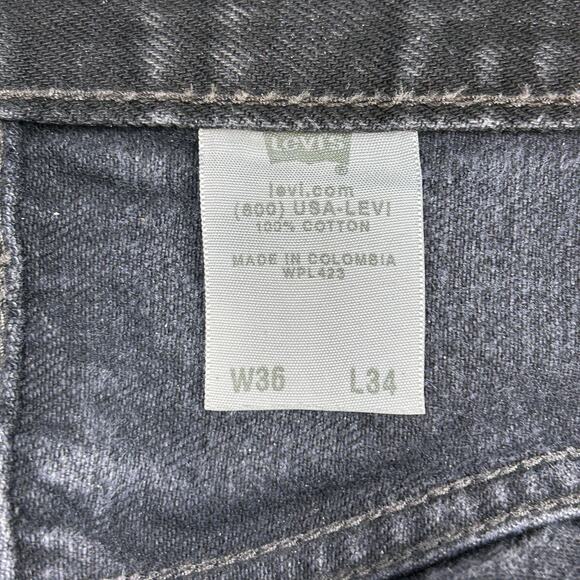 Vintage 90s Levis 501 Jeans Men 36x34 Black Straight Button Fly Denim Distressed - Picture 3 of 13